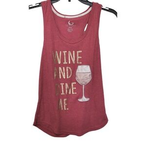 PJ Couture Wine and Dine Me Sleep Tank Top Womens Medium Burgundy Ribbed Knit